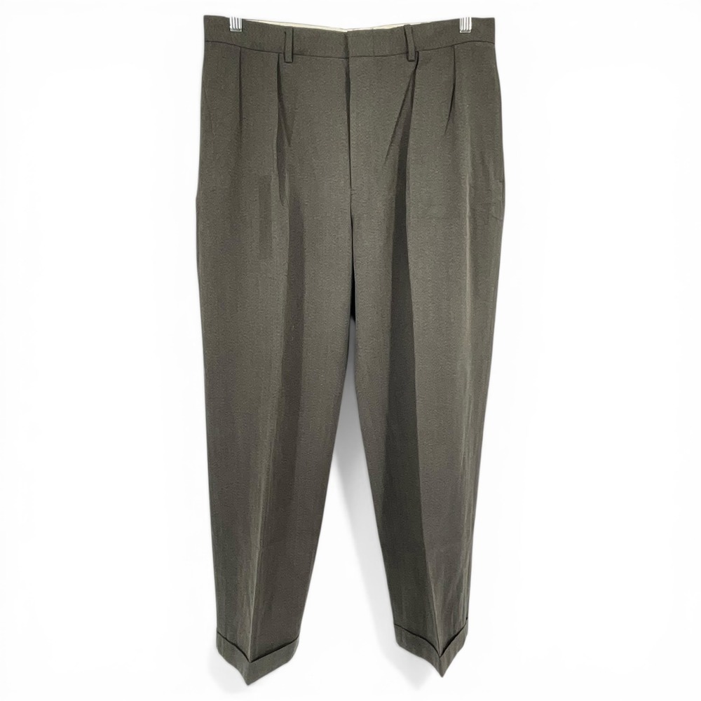 Polo Golf Ralph Lauren Silk Cotton Herringbone Pleated Pants Mens 35x28 Grey